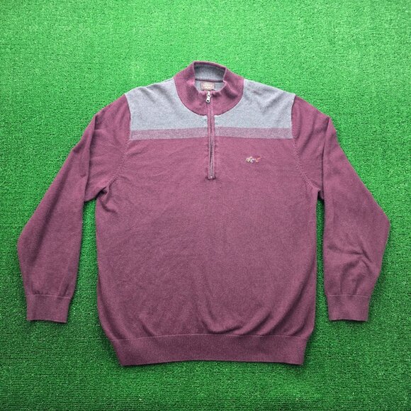 Greg Norman Sweater Mens Large Maroon Pullover 1/4 Zip Golf Preppy Casual - Picture 1 of 7